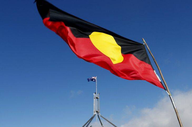 The Aboriginal flag flying over Parliament House in Canberra on Wednesday 6 September 2017. Fedpol Photo: Alex Ellinghausen