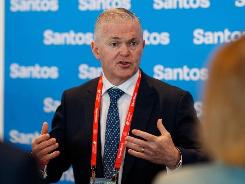 Santos chief Kevin Gallagher says work has resumed on Barossa after legal challenges. (Matt Turner/AAP PHOTOS)