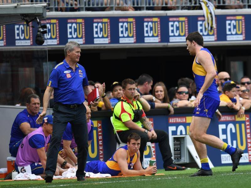 Jeremy McGovern needed medical attention after copping a knee to the body in the win over Melbourne.
