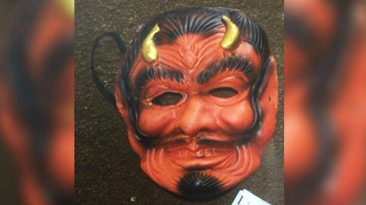 WA police say man wore this devil mask during the alleged robbery. Photo: WA Police