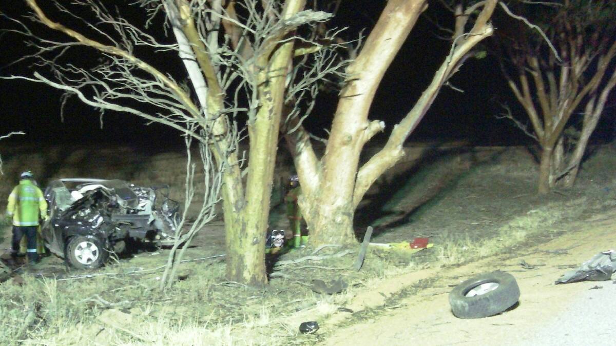 A police photograph of the scene of the fatal Bruce Rock crash on Thursday night.