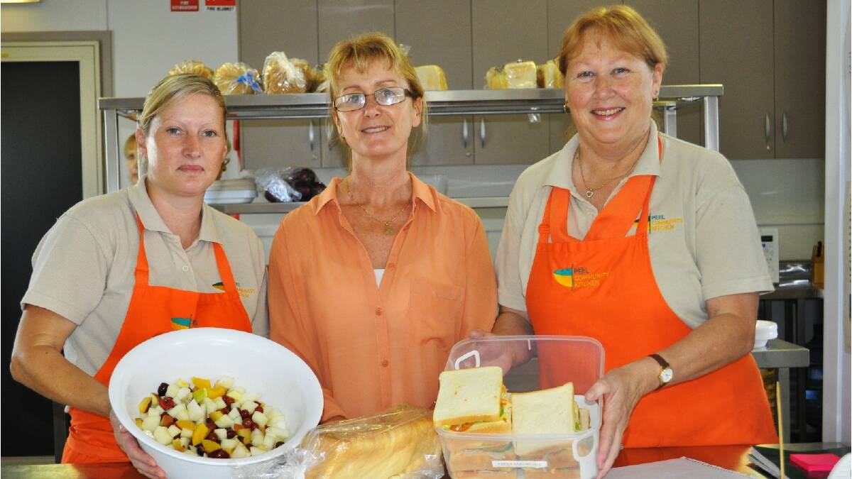 Community Kitchen: Outgoing Peel Community kitchen coordinator Veronique Derschow (centre) is leaving the charity organisation in the hands of Tracey Bain and Kerry Vrossink, after four years at the helm. Photo: Brianna Johnson/Mandurah Mail.
