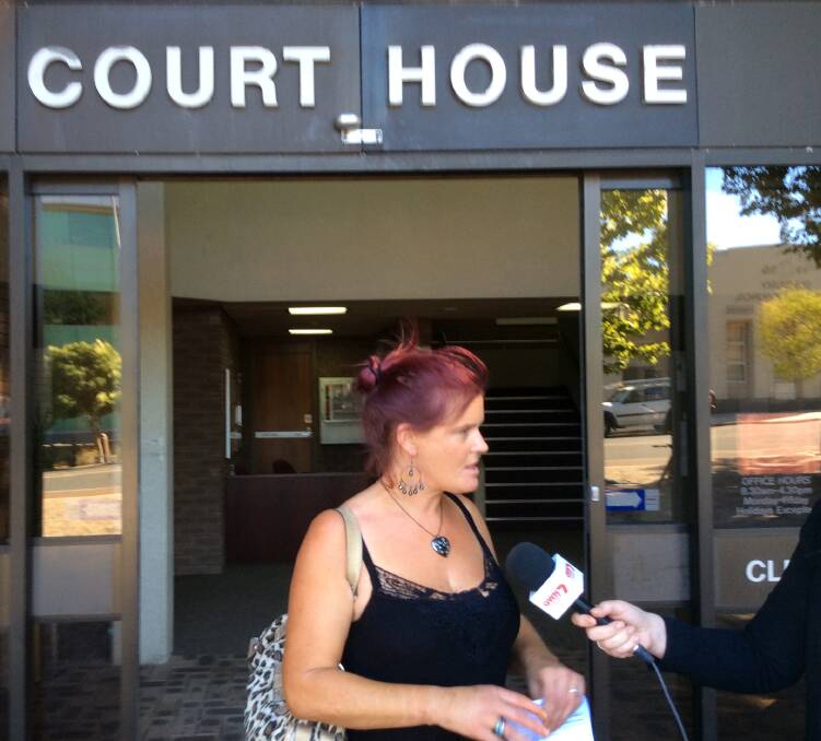 Debra Harvey speaking to media outside Bunbury Magistrates Court. Photo: Andrew Elstermann. 