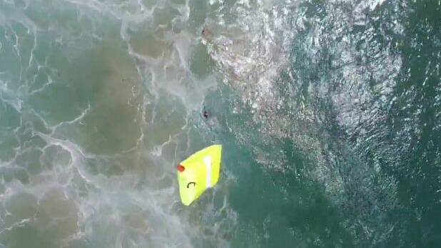 A drone has been used to save two swimmers struggling in heavy surf at Lennox Head. Photo: NSW government