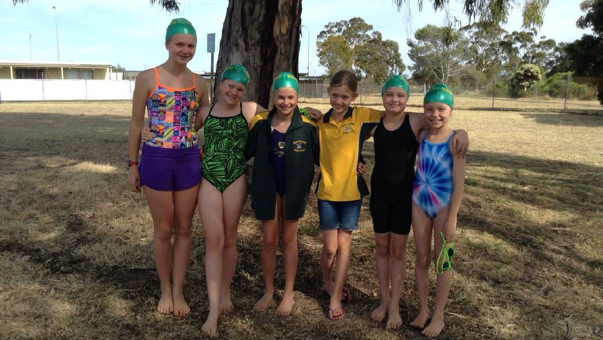 Swimmers: Indyana Seed, 13, Cydney Seed, 10, Sara Jakobson, 11, Sinead Elam, 11, Harriet Talbot, 9 and Heidi Elam, 9. 