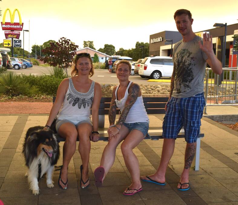 Magdalena Urbal, Ilona Majeweska, and Kimil Zozak, with dog Brego,  from the United Kingdom, were travelling from Augusta to Perth when they realised there was a diversion.
