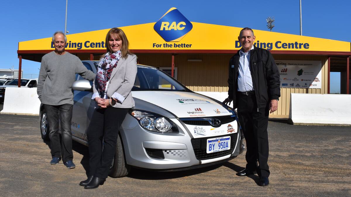 RAC trainer drivers Garry Thomas and Irene Renfree with Youth Driver Development Program deputy chair Murray Cook.  
