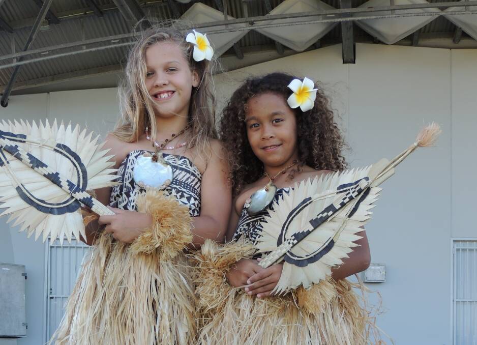 Emma and Kate Koroivawai dressed in Fijian costume. 