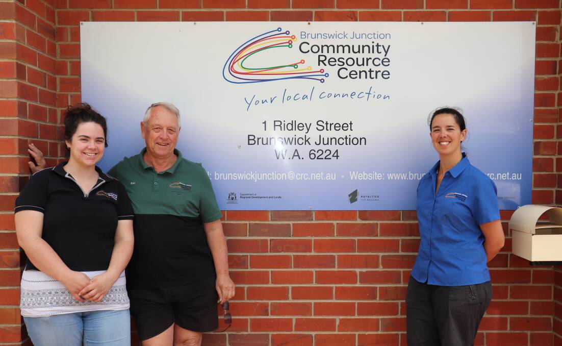 Community resources: Brunswick Junction staff youth assistant Isolde Hayden, chairman Ron Exelby and manager Jo Daton. Photo: Taylar Amonini.