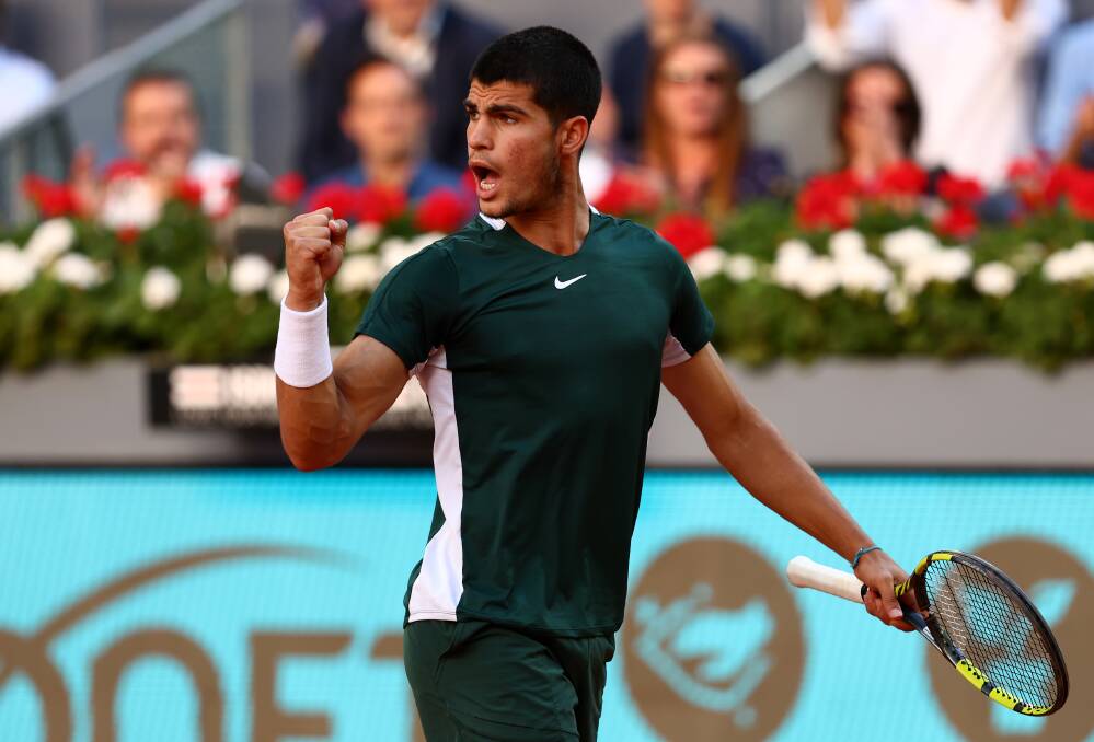 RISING STAR: Carlos Alcaraz is the first tennis player to beat Nadal and Djokovic at the same clay-court event. Photo by Clive Brunskill/Getty Images