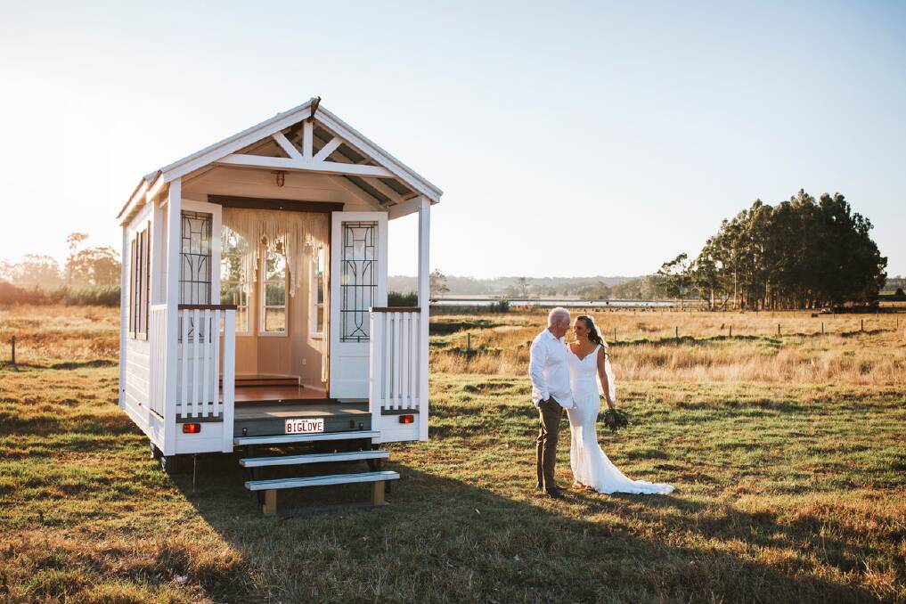 Mobile marriage: The Big Love Tiny Chapel will park up at Colonial Brewing Co for a special wedding day event in October. Pictures: Supplied