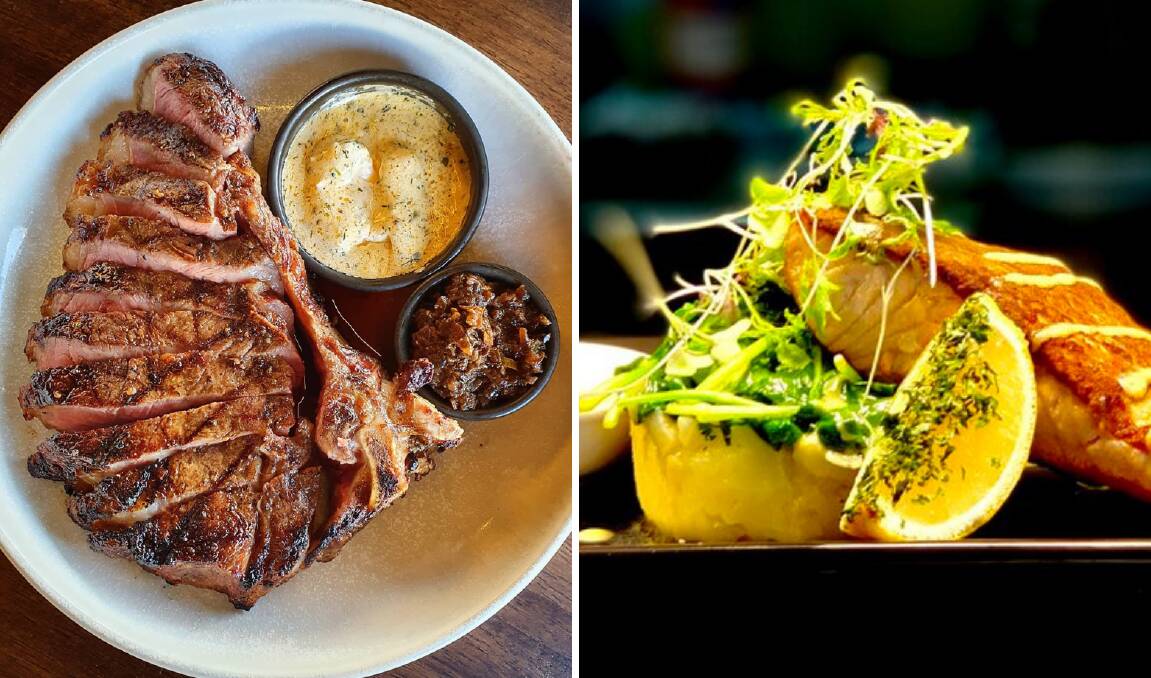 West is best: (left) Amelia Park Restaurant's dry aged WA striploin and Charthouse Cafe's Cone Bay barramundi are just two of the specialty dishes on offer during June for the Plating Up WA campaign. Pictures: Supplied