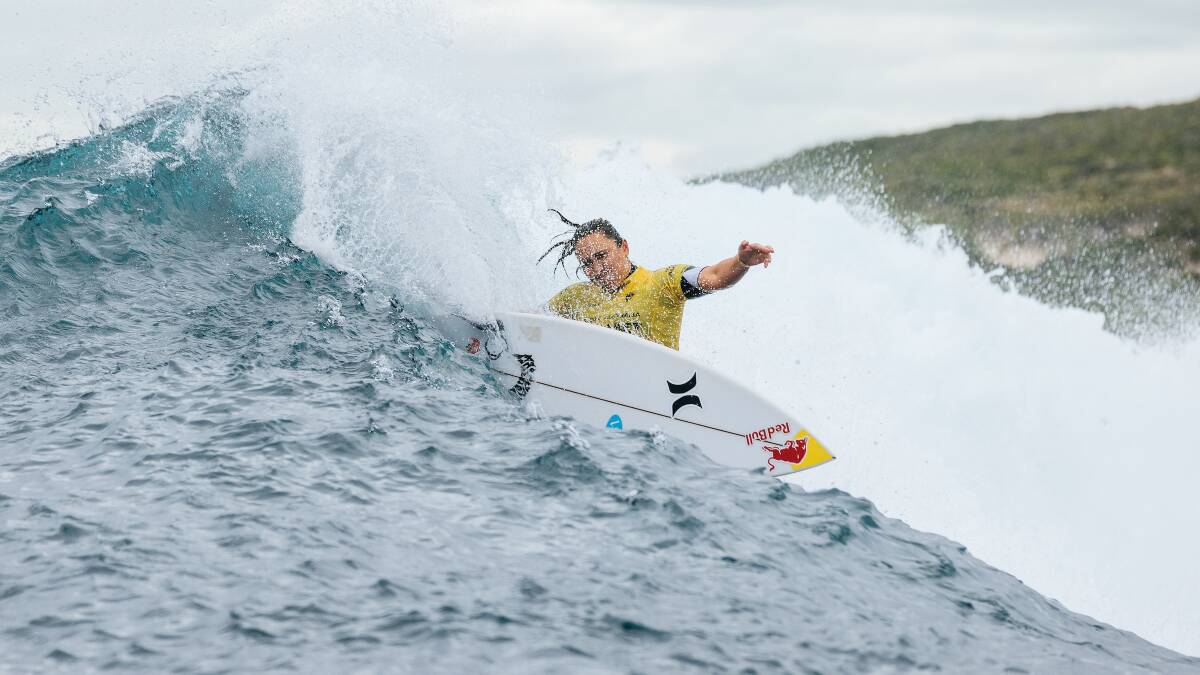 Hawaiian surfer Carissa Moore tackles Main Break on Saturday. Picture: WSL/Dunbar