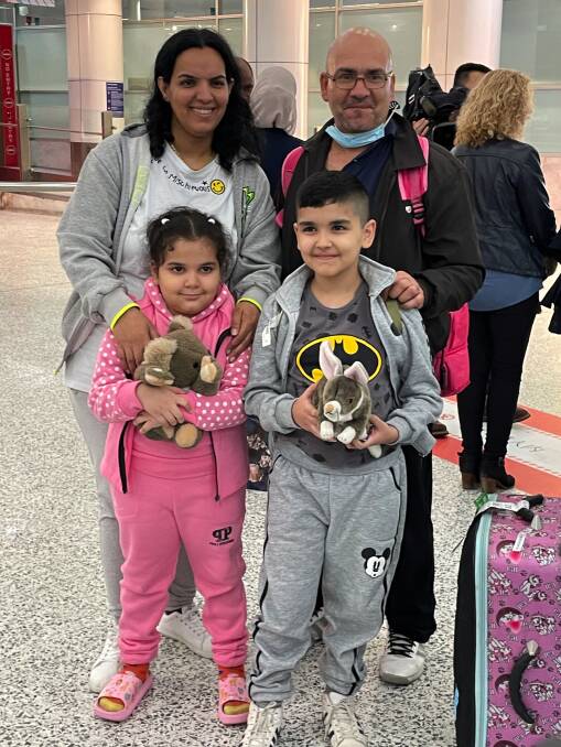 CRISP Volunteers welcomed the Al Daoud family at Sydney Airport this year. After fleeing the war in Syria, Shadi and his wife Ramia had waited in a camp for six years with their children 10-year-old George and 6-year-old Elinor, both born during the war. Picture supplied. 