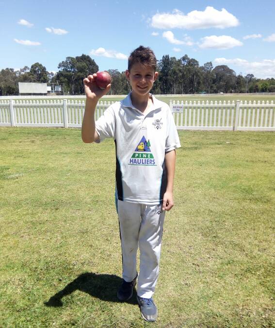 Top job: Max Ireland who had a great game, hitting his first ball through the covers for four and taking five wickets in a fantastic bowling display. Photo: supplied.