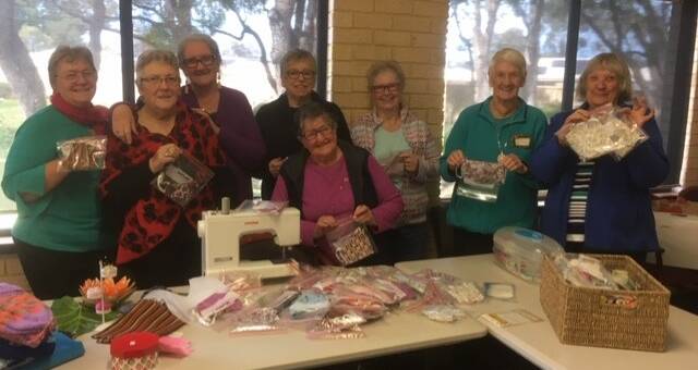 The Create Craft Group: Kay, Vera, Joy, Jenny, Betty, Margaret, Hazel and Doreen are helping the most vulnerable in Victoria during this COVID-19 period. Photo: Supplied.