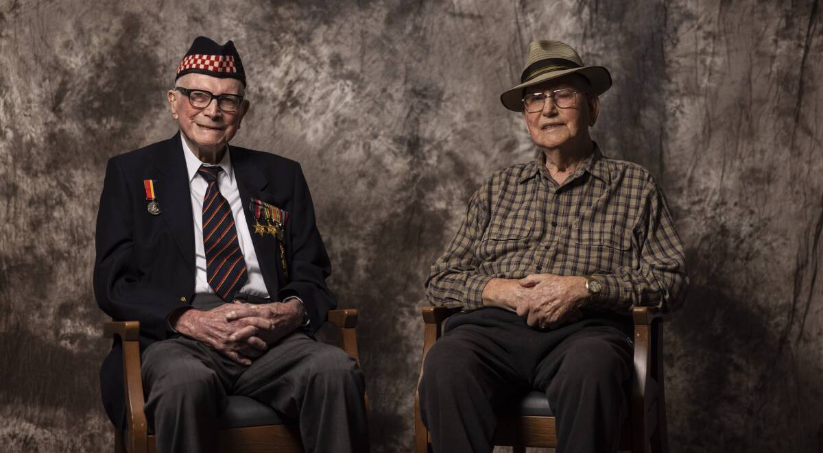SERVICE: World War II veterans Robert Lapsley and Duncan 'Ken' Johnston. Picture: Simon Bennett