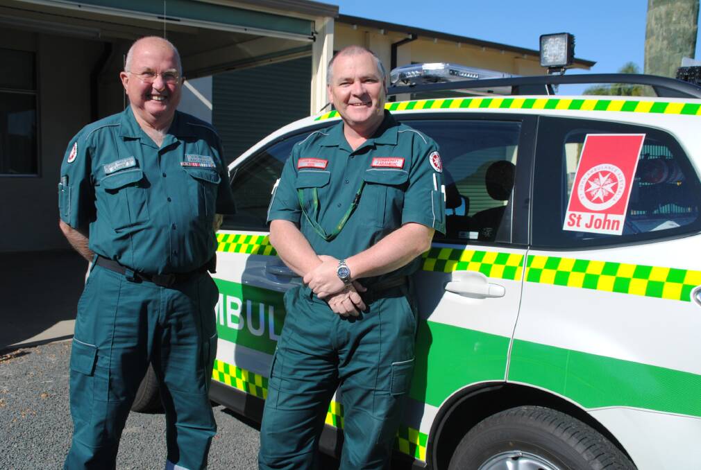 Important work: Donnybrook Ambulance volunteer Larry Morgan with Paramedic Ken Hart.