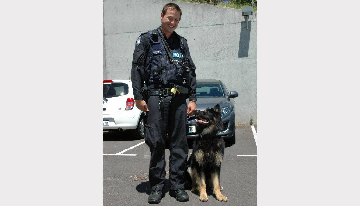 Geoffrey with his handler Constable Jake Carruthers.