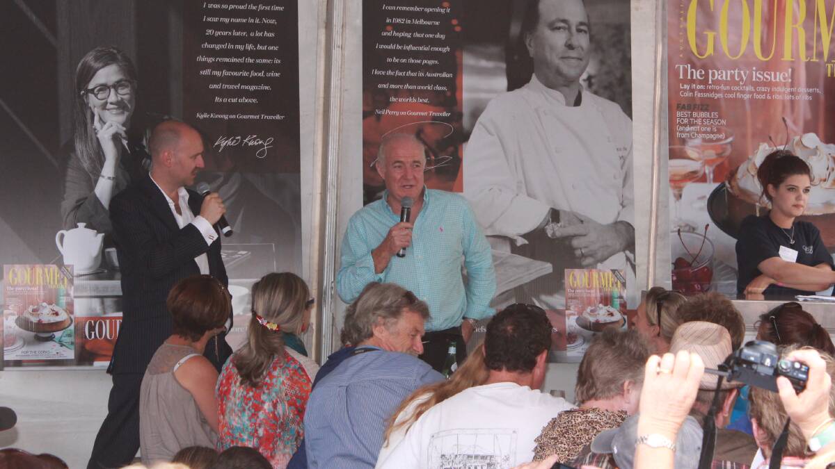 Rick Stein talking to the crowd.