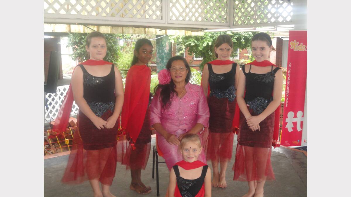 Cooinda Primary School students are ready to perform their traditional Thai dance at the Lunar New Year festival on Sunday. Pictured is Sharni Collins,Sharmin Ahamed, Bunbury Multicultural Group Thai member Vanee Horsford, Stevie Thomson, Chloe Waring and Imogen Ytting.